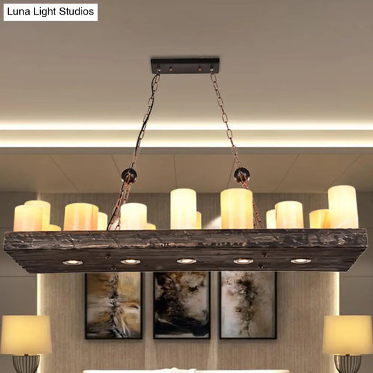 Antique Iron Lantern Chandelier For Commercial Restaurant Lighting With Wooden Pendant Wood / D