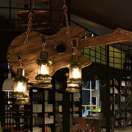 Iron Lantern Chandelier Antique Pendant Lighting For Commercial Restaurants With Wooden Accents
