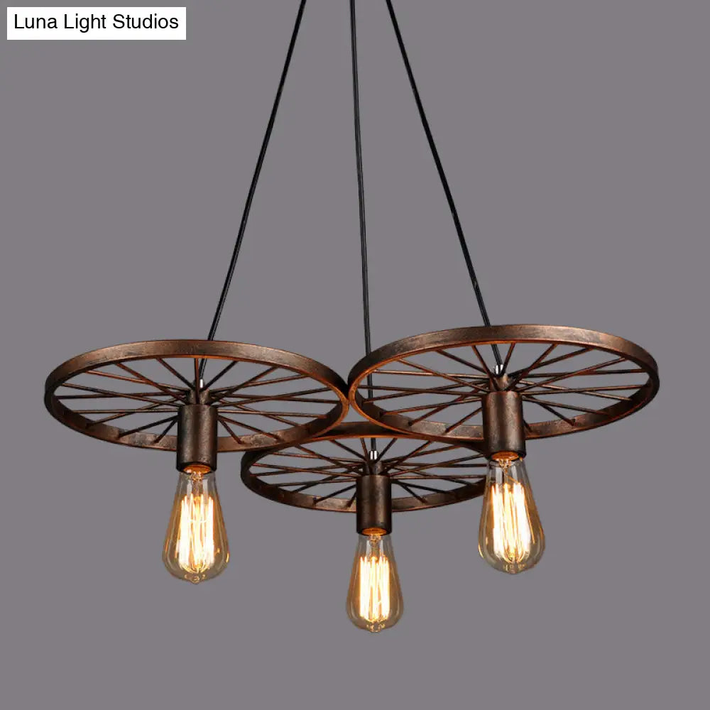 Iron Rustic Chandelier With 3/6 Hanging Lamps For Dining Room Suspension