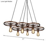 Iron Rustic Chandelier With 3/6 Hanging Lamps For Dining Room Suspension