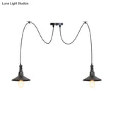 Iron Saucer Vintage Led Pendant Light With Multiple Lights Black Finish
