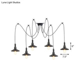 Iron Saucer Vintage Led Pendant Light With Multiple Lights Black Finish