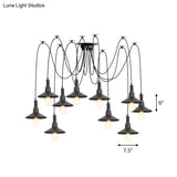 Iron Saucer Vintage Led Pendant Light With Multiple Lights Black Finish