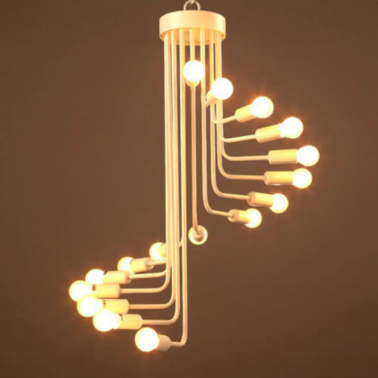 Iron Spiral Desk Pendant Light - Loft Style Ceiling Chandelier Fixture 16 / White