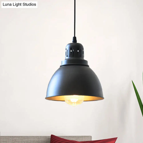 Iron Suspension Pendant Lamp With Antiqued Black Finish For Stairways 1-Bulb 3 Sizes Available