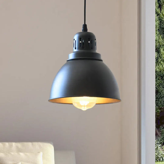 Iron Suspension Pendant Lamp With Antiqued Black Finish For Stairways 1-Bulb 3 Sizes Available /