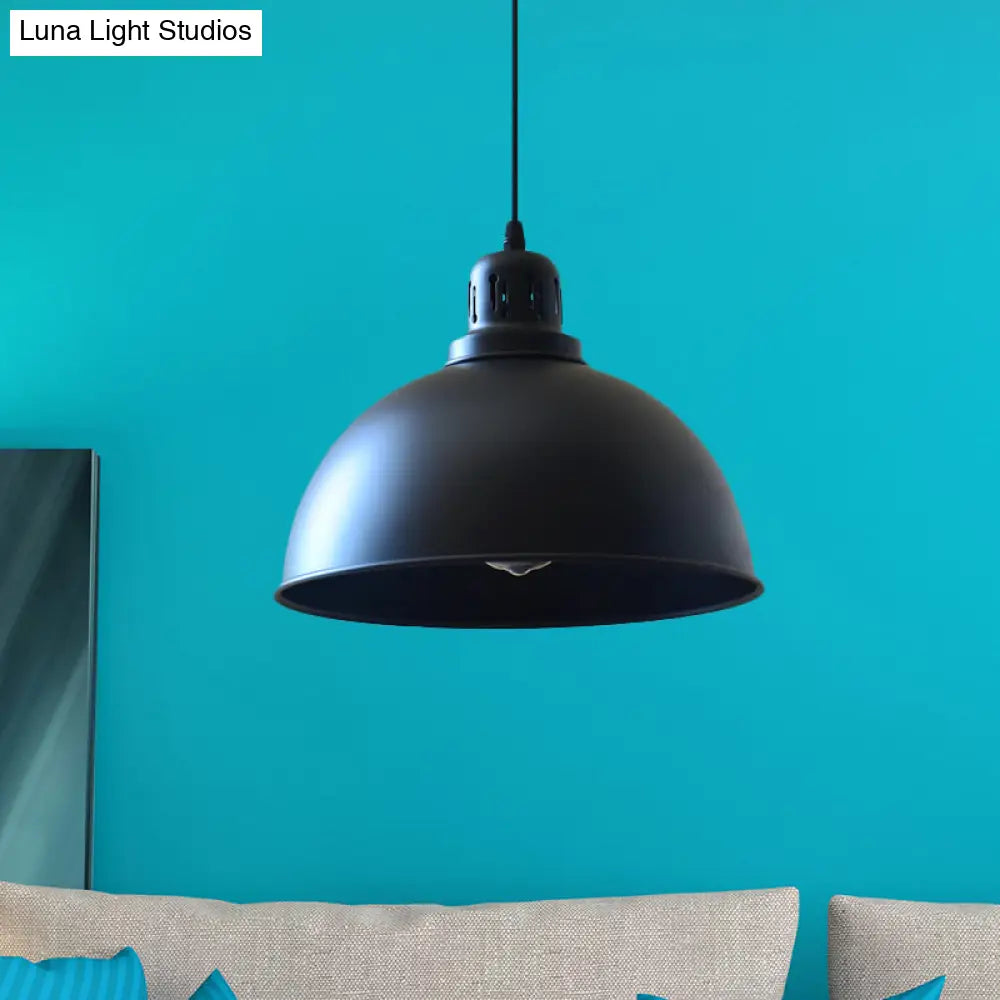 Iron Suspension Pendant Lamp With Antiqued Black Finish For Stairways 1-Bulb 3 Sizes Available