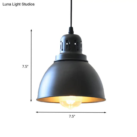 Iron Suspension Pendant Lamp With Antiqued Black Finish For Stairways 1-Bulb 3 Sizes Available
