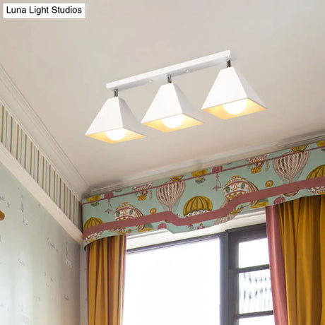Iron Swivel Shade Ceiling Lamp - Industrial Style Semi - Flush Mount In Black/White (1/2/3 - Head