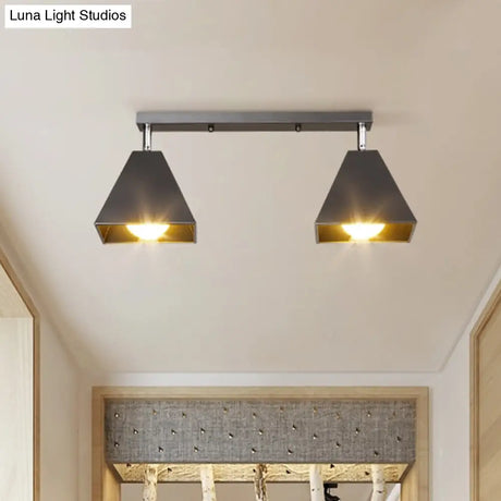 Iron Swivel Shade Ceiling Lamp - Industrial Style Semi - Flush Mount In Black/White (1/2/3 - Head
