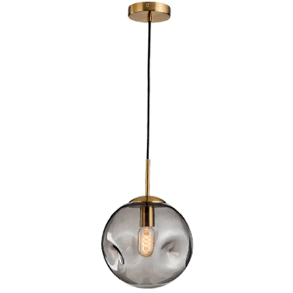 Irregular Glass Ball Pendant Light - Modern Mini Hanging Fixture For Dining Room And Kitchen Smoke