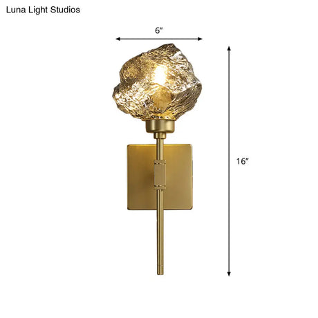 Irregular Shade Wall Sconce - Modern Indoor Light Fixture With Amber/Smoke Gray Glass 1 Head Lamp