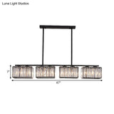Island Chandelier - Contemporary Cuboid Shade Crystal Pendant Light With Multiple Heads In Black