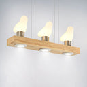 Ivory Glass Bird Island Pendant Lighting Fixture With Decorative Wood Suspended Design 3 /