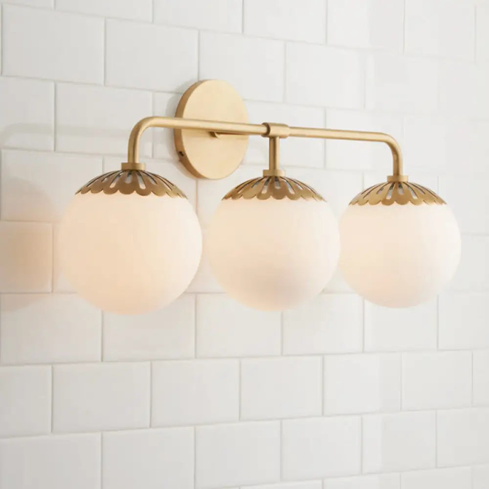 Ivory Glass Gold Vanity Sconce - Elegant Wall Mounted Light Fixture For Bedroom 3 /