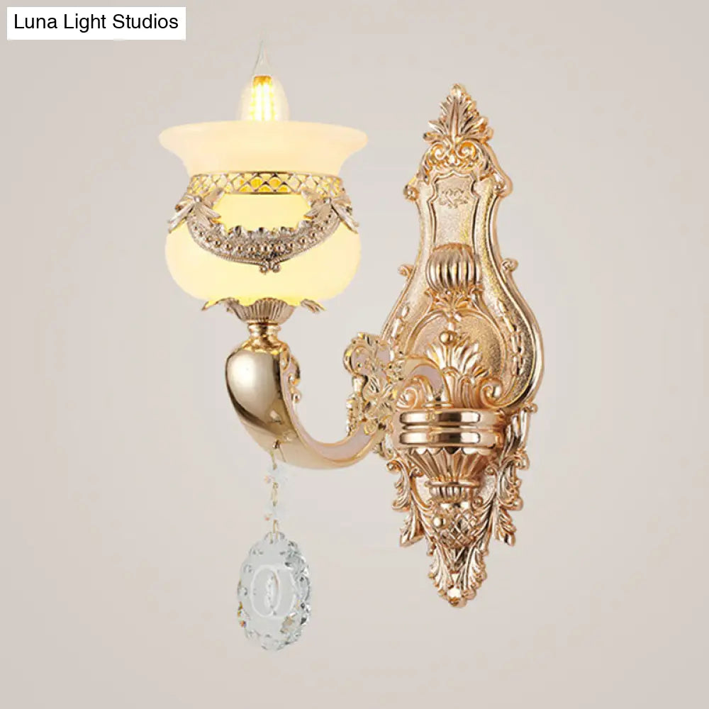 Jade Gold Candle Chandelier With Crystal Accent - Elegant Lighting For Country Living Rooms