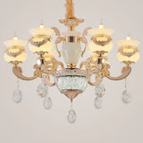 Jade Gold Candle Chandelier With Crystal Accent - Elegant Lighting For Country Living Rooms 6 /