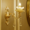 Jade Ruffle Wall Lamp: Retro Style With Crystal Accent Golden Glow 1 / Gold A