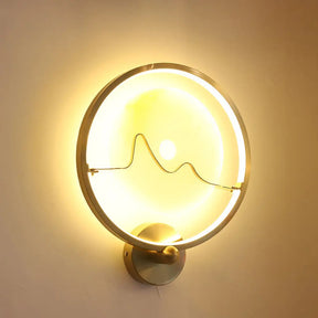 Jade Stone Led Wall Sconce With Gold Ring For Contemporary Clothing Store Lighting
