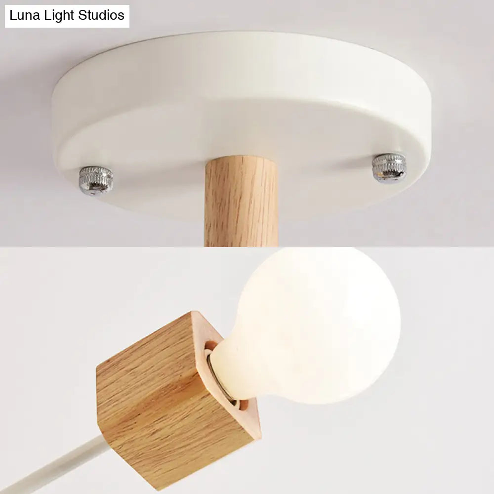 Japanese Style Beige Wood Chandelier - Snowflake Pendant Light For Bedroom