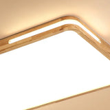 Japanese Style Wood And Acrylic Led Square Flush Ceiling Lamp In Beige - 16/19.5 Wide