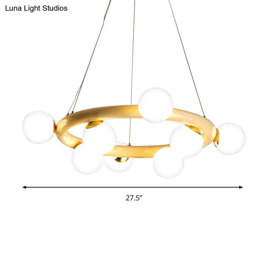 Japanese Style Wood Ring Pendant Light With Bubble Shade - Ideal For Study Room