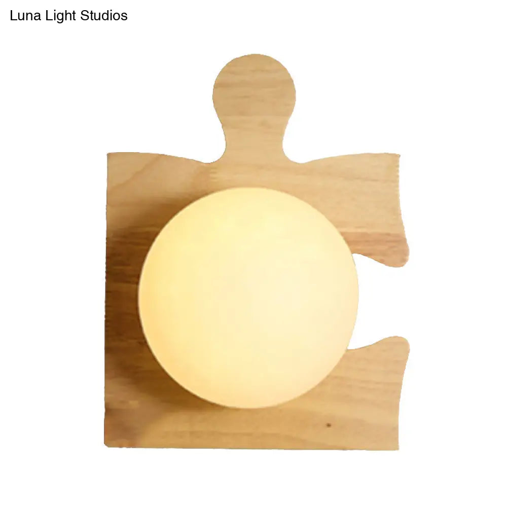 Japanese Style Wooden Puzzle Base Wall Light - 1 Beige Sconce Lamp For Corridor & Kitchen Wood / B