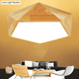 Japanese Wood Led Flush Mount Ceiling Light For Kids’ Bedroom