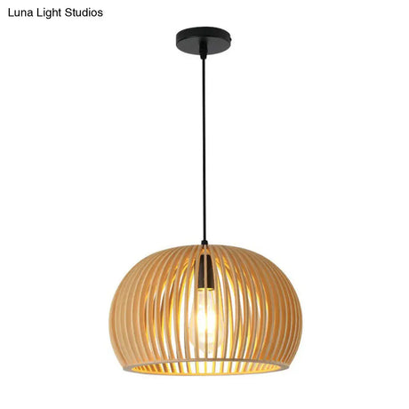 Japanese Wood Single-Bulb Pendant Ceiling Light - Stylish Shade & Ideal For Restaurants