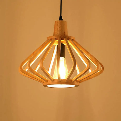 Japanese Wood Single-Bulb Pendant Ceiling Light - Stylish Shade & Ideal For Restaurants / C