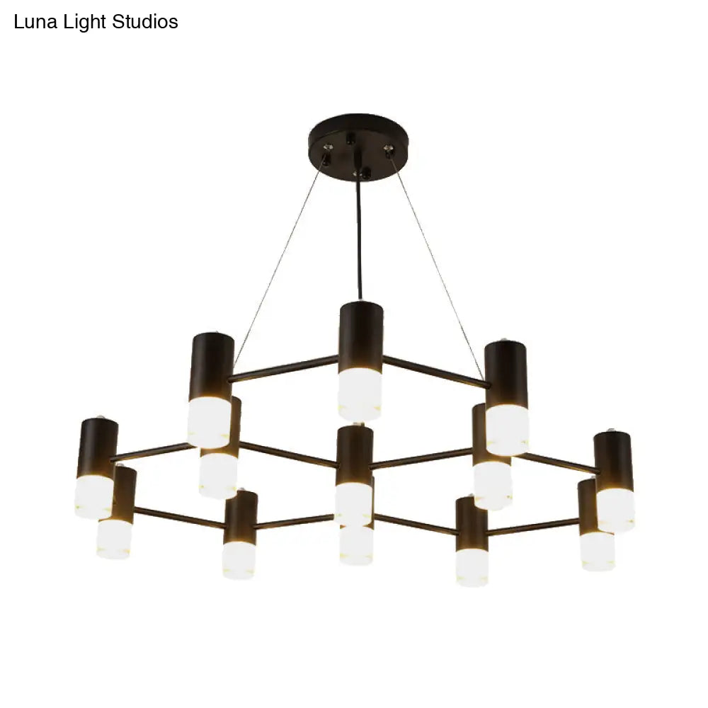 Julia - Black Modern Finish Hanging Light Honeycomb Metal Chandelier For Restaurant Cottage