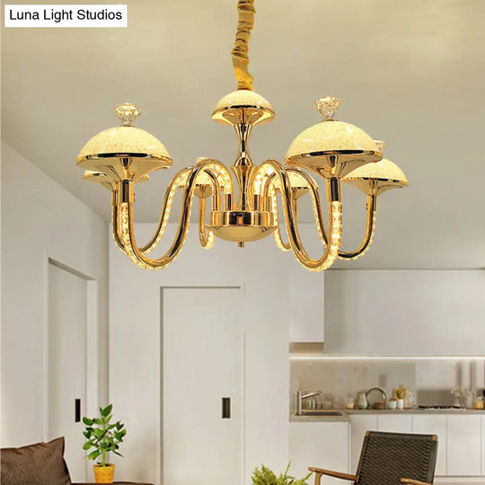Modern K9 Crystal Pendant Chandelier With Frosted Glass Shade