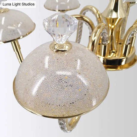 K9 Crystal Pendant Chandelier With Led Gold Hanging Light - Modernism Bowl Shape & Frosted Glass