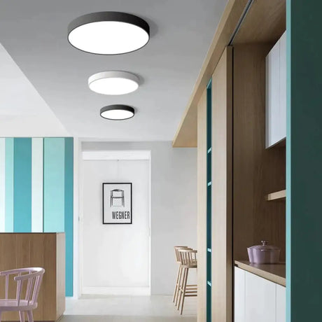 Karli - Nordic LED Ceiling Lights Ultra Thin Modern Ceiling Lighting 23cm 12W / Black-cool-white Ceiling