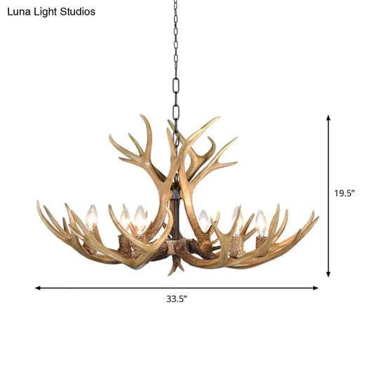 Khaki Resin Candelabra Hanging Chandelier - Traditional Pendant Ceiling Light For Living Room (3/5/6