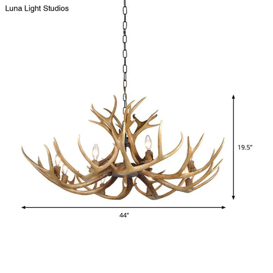 Khaki Resin Candelabra Hanging Chandelier - Traditional Pendant Ceiling Light For Living Room (3/5/6