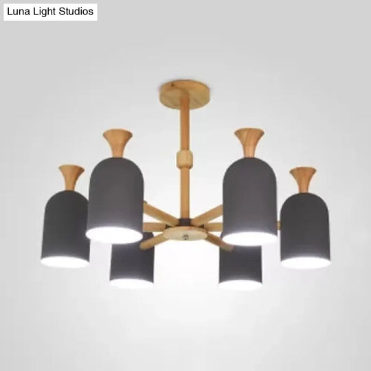 Kid Bedroom Candy Colored Goblet Chandelier - Macaron Loft Wood Hanging Light