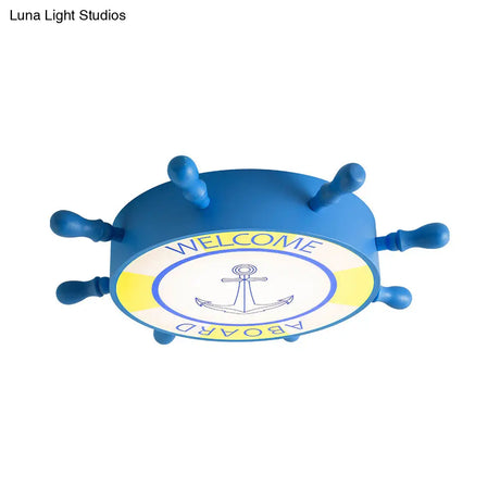 Kid Bedroom Ceiling Light: Acrylic Seaside Flush Mount In Blue