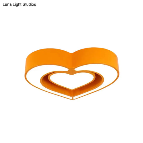 Kids’ Acrylic Dual Loving Heart Led Flush Ceiling Light - Red/Yellow/Blue Mount Lamp For Bedroom