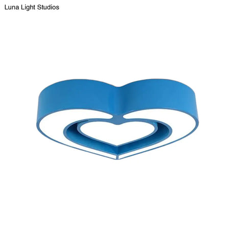 Kids’ Acrylic Dual Loving Heart Led Flush Ceiling Light - Red/Yellow/Blue Mount Lamp For Bedroom