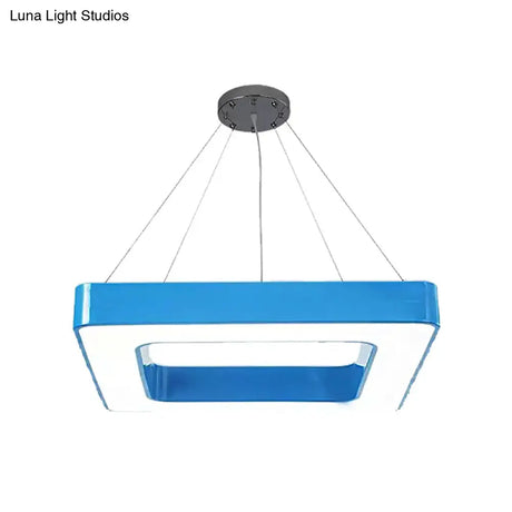 Kids Acrylic Led Chandelier Light Fixture In Colorful Square Design For Bedroom