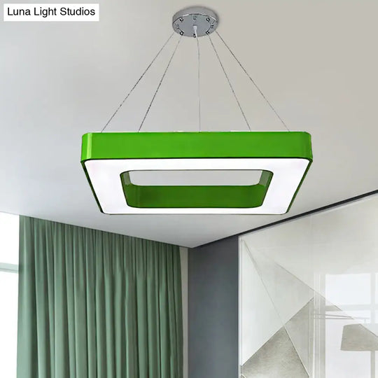 Kids Acrylic Led Chandelier Light Fixture In Colorful Square Design For Bedroom