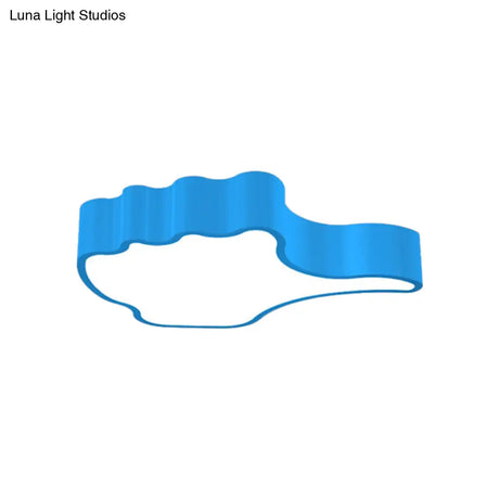 Kids’ Acrylic Led Flush Light Fixture: Gesture Classroom Ceiling Mount In Red/Pink/Green