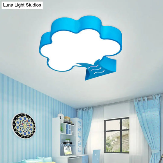 Kids’ Acrylic Led Flush Light For Nursery - Tree Flushmount Ceiling Fixture In Yellow/Red/Blue