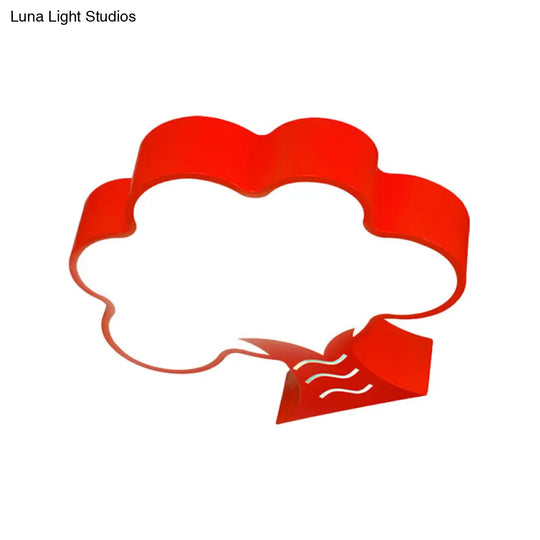 Kids Acrylic Led Flush Light For Nursery - Tree Flushmount Ceiling Fixture In Yellow/Red/Blue