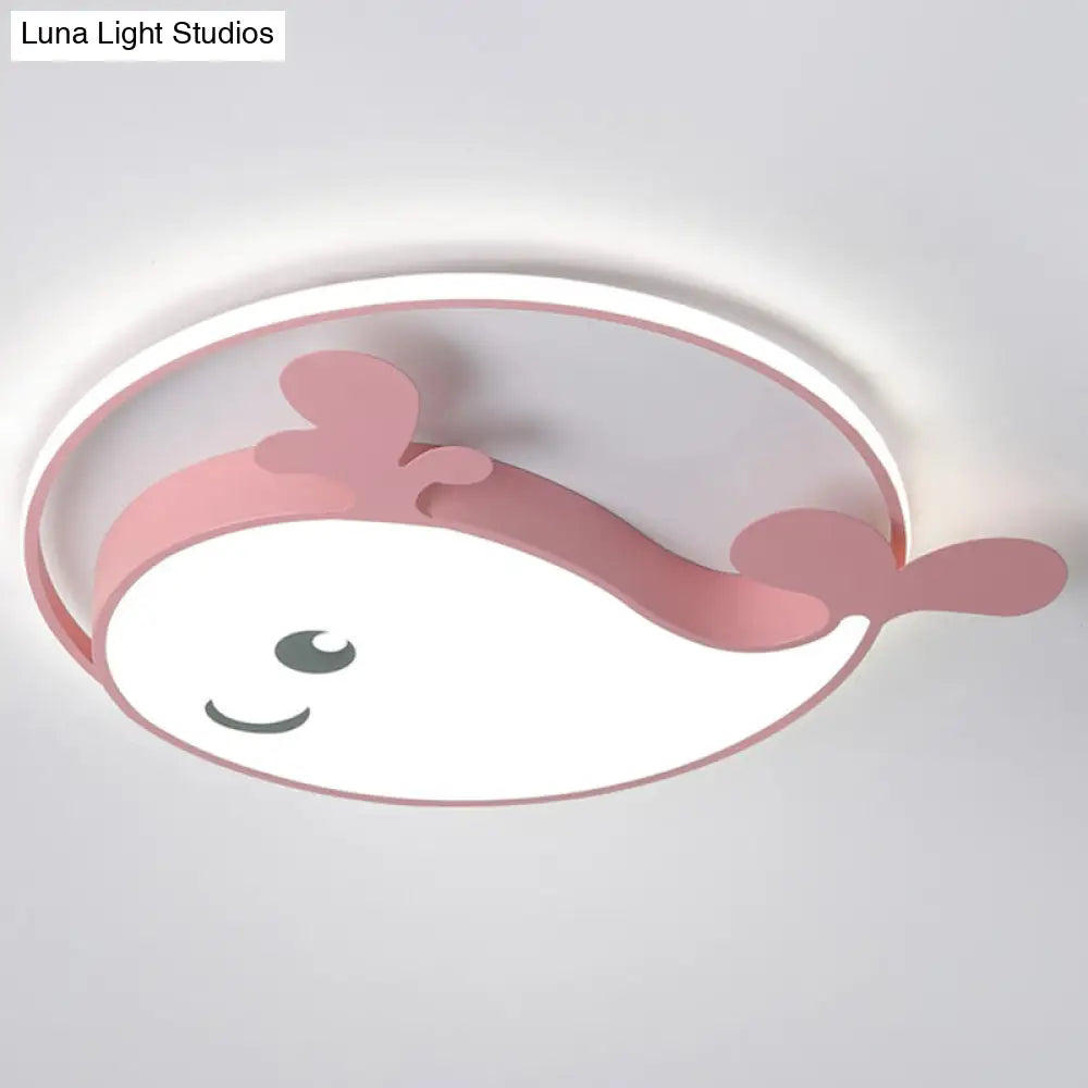 Kids Acrylic Whale Flush Mount Ceiling Light For Bedroom