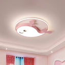 Kids Acrylic Whale Flush Mount Ceiling Light For Bedroom Pink / White