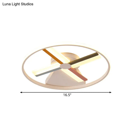 Kids Acrylic Windmill Ceiling Light - 16.5’/20.5’ W Led White Finish Flush Mount Warm/White