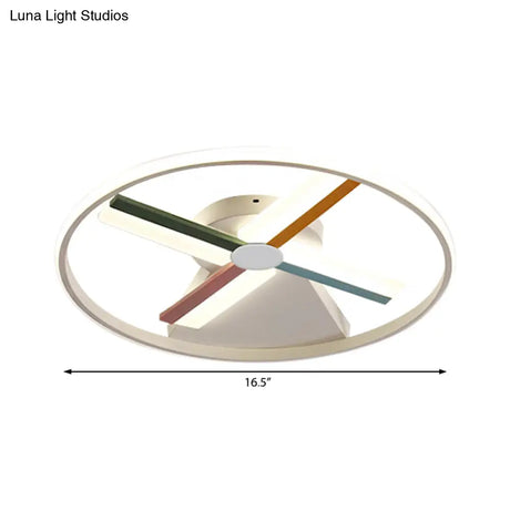 Kids Acrylic Windmill Ceiling Light - 16.5’/20.5’ W Led White Finish Flush Mount Warm/White