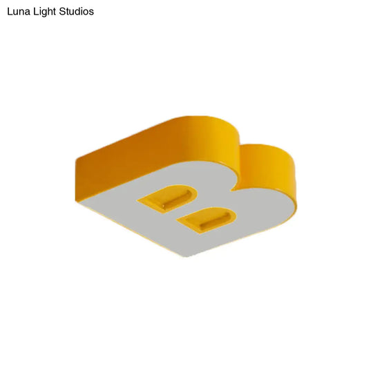 Kid’s Alphabet Led Flush Mount Light Fixture For Kindergarten - Green/Red/Blue Colors